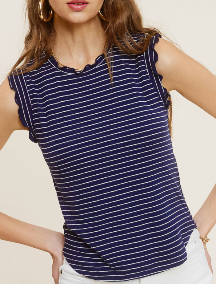 Effortless Ease Striped Tank Top in Navy