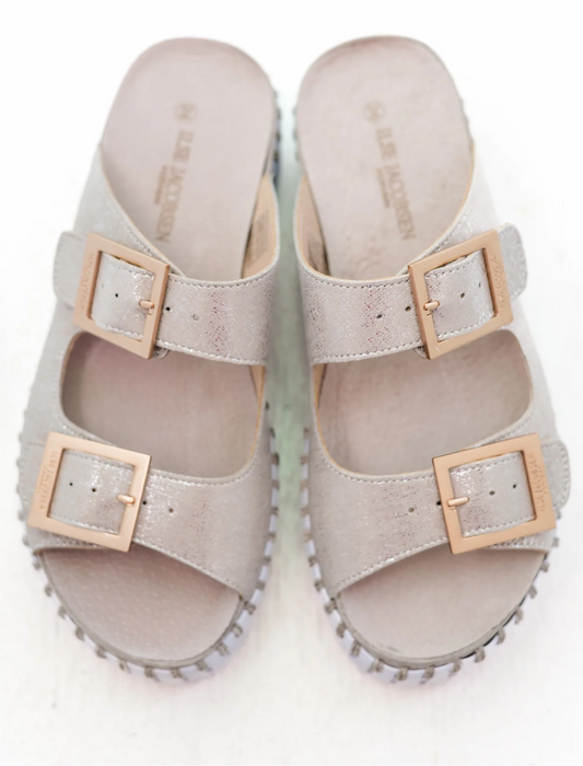Ilse Jacobsen Silver Metallic Sandals