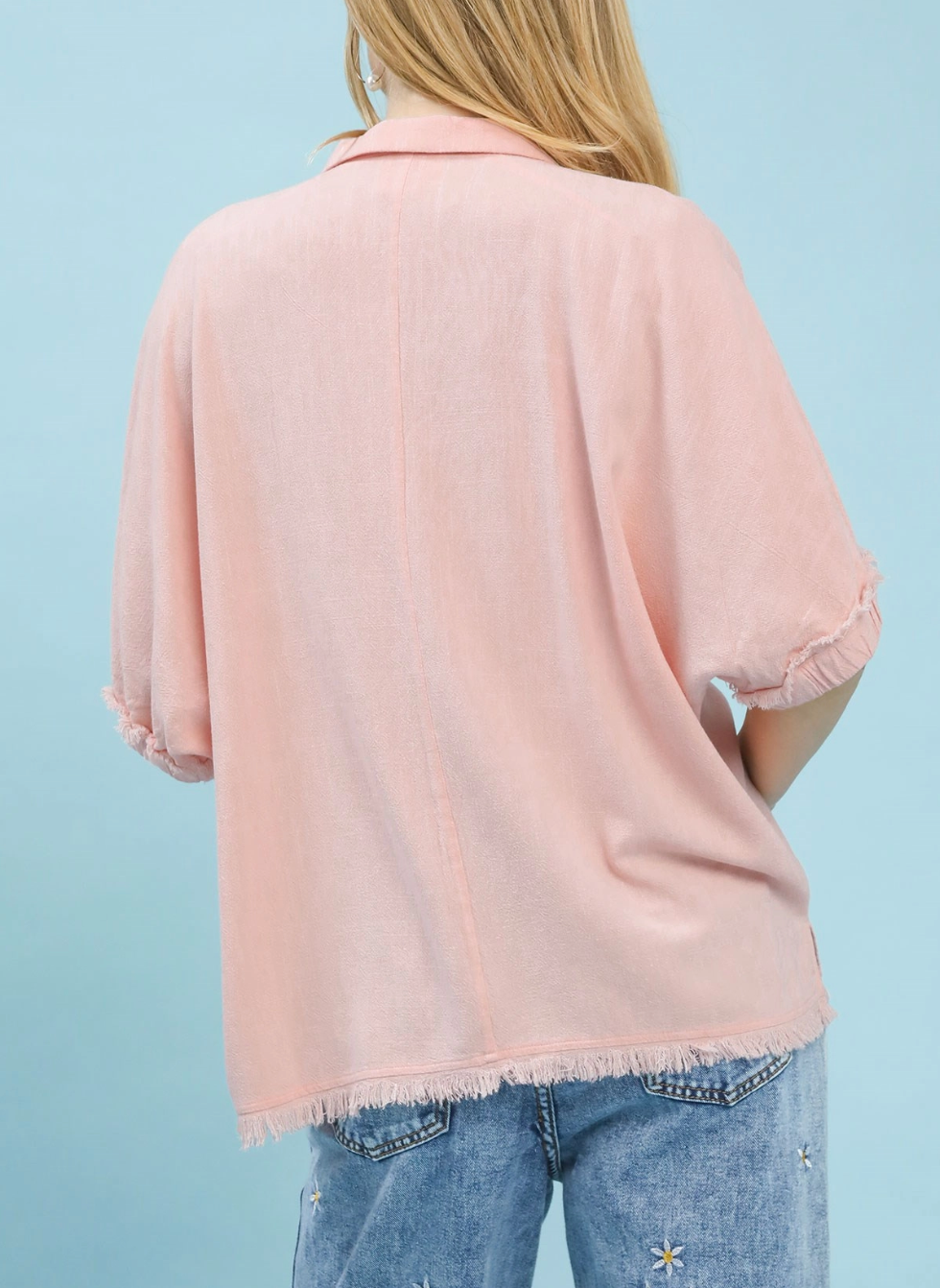 Essential Linen Top in Lt. Pink