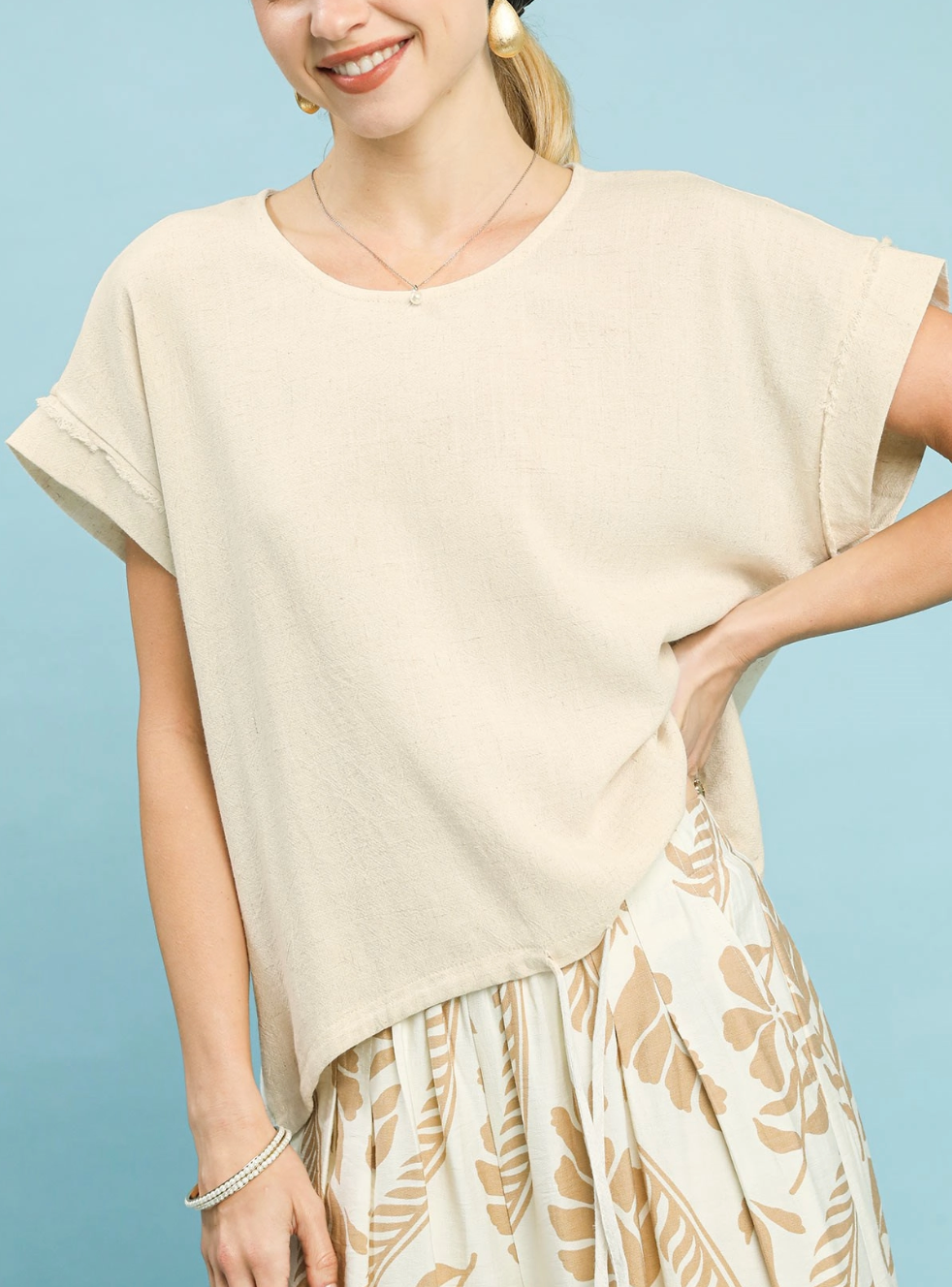 Daydream Linen Drawstring Top in Pink
