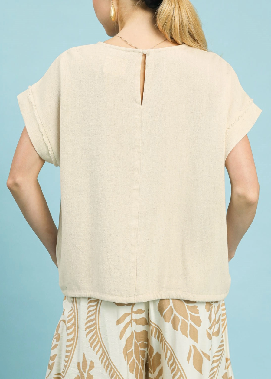 Daydream Linen Drawstring Top in Pink