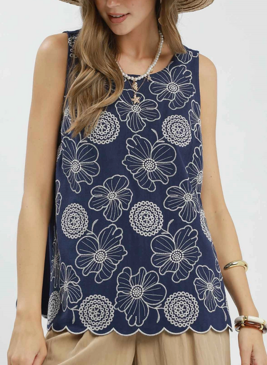 Flower State of Mind Top in Navy