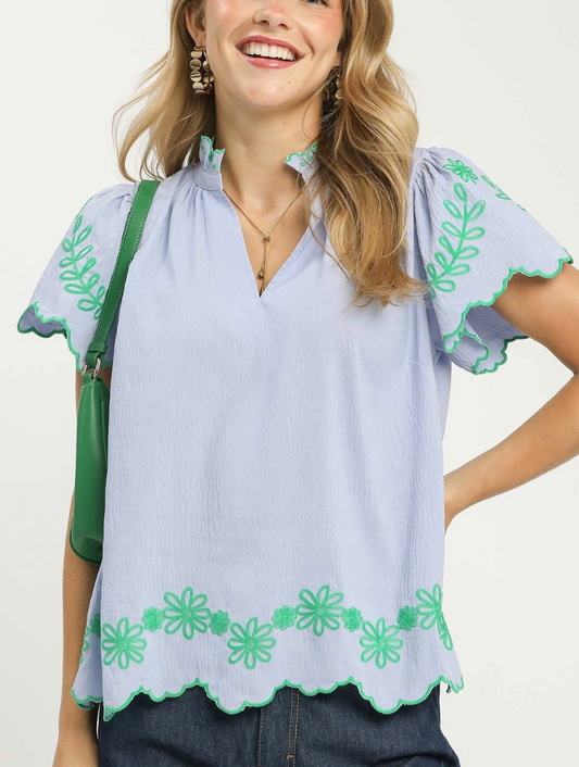 Petal Kissed Top in Misty Blue