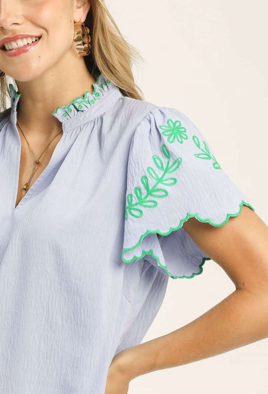 Petal Kissed Top in Misty Blue
