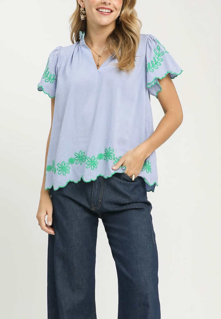 Petal Kissed Top in Misty Blue