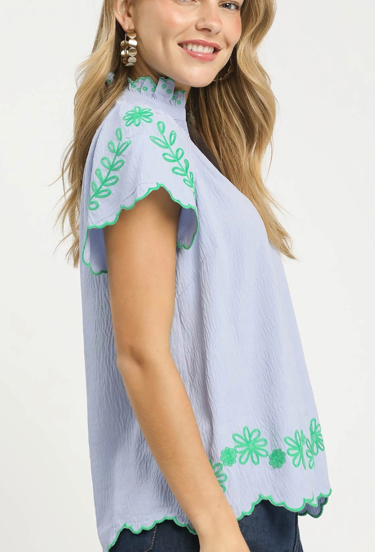 Petal Kissed Top in Misty Blue