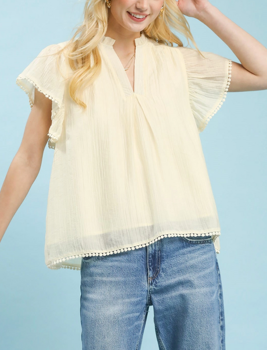 Faithful Flutter Top in Cream