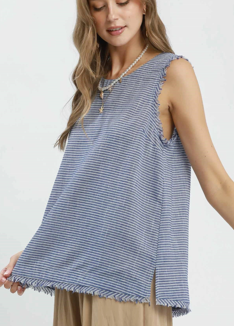 Summer Stripes Top in Denim Blue