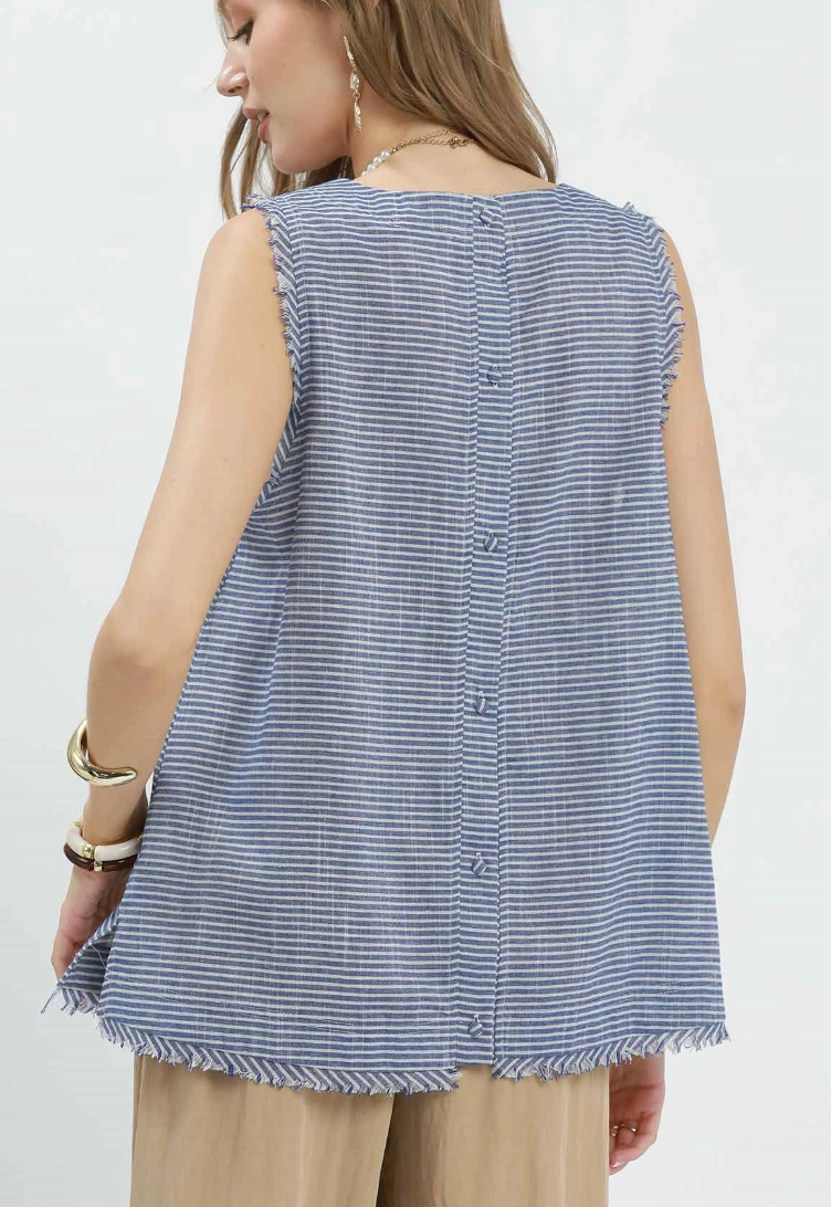 Summer Stripes Top in Denim Blue