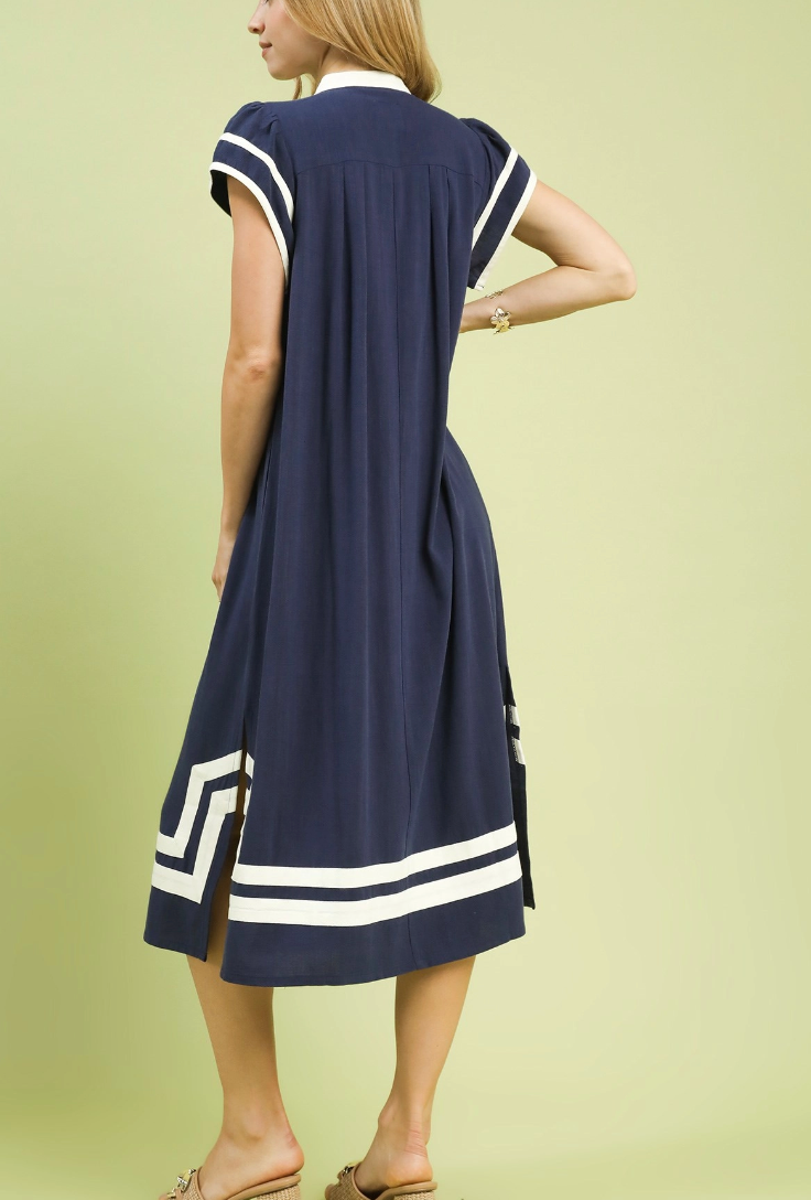 Set Sail Midi Dress in Navy