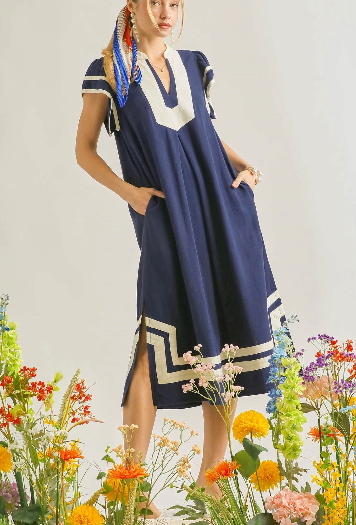 Set Sail Midi Dress in Navy