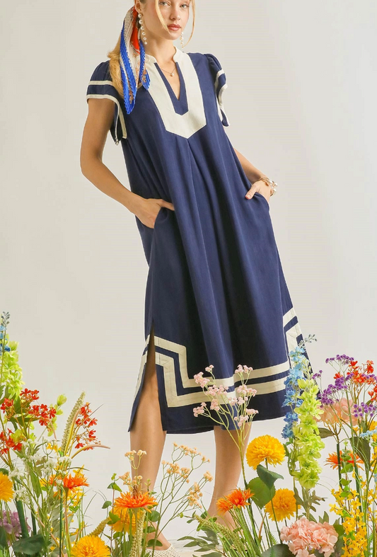 Set Sail Midi Dress in Navy