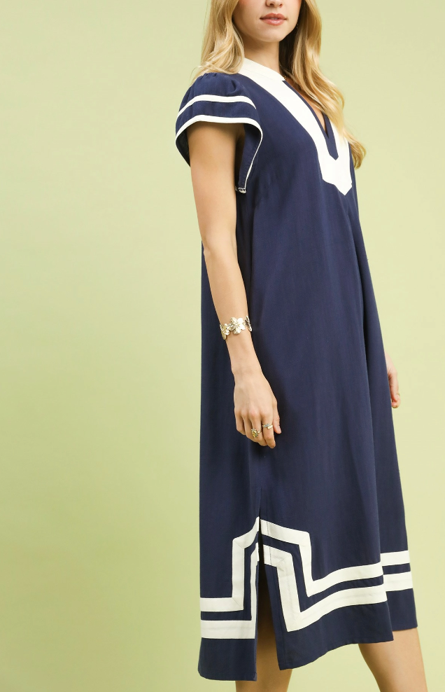 Set Sail Midi Dress in Navy