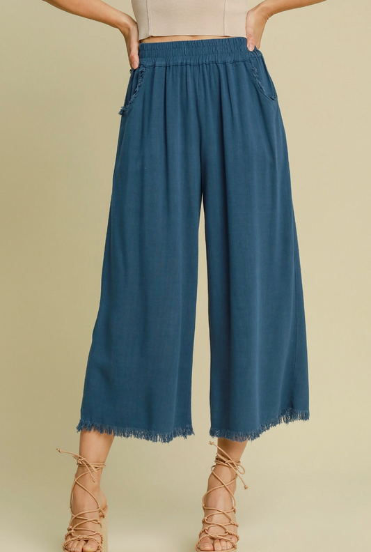 Styled Comfort Linen Pant in Slate Blue