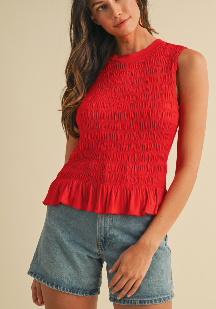 Sweet Summertime Smocked Tank Top in Red