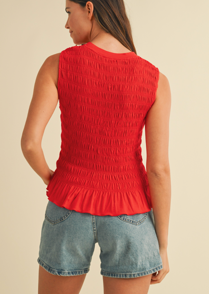 Sweet Summertime Smocked Tank Top in Red