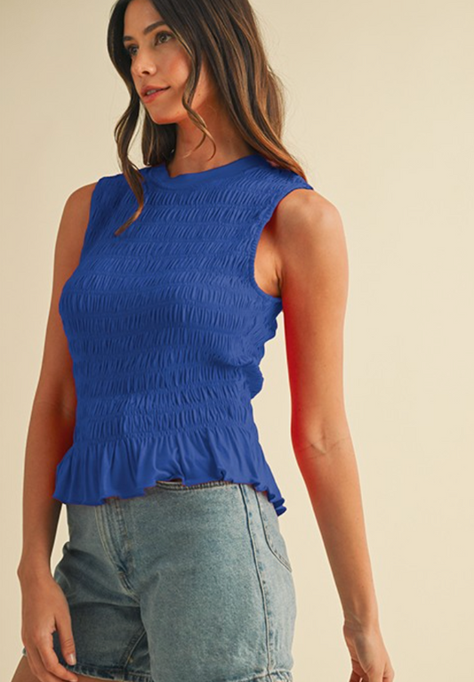 Sweet Summertime Smocked Tank Top in Blue