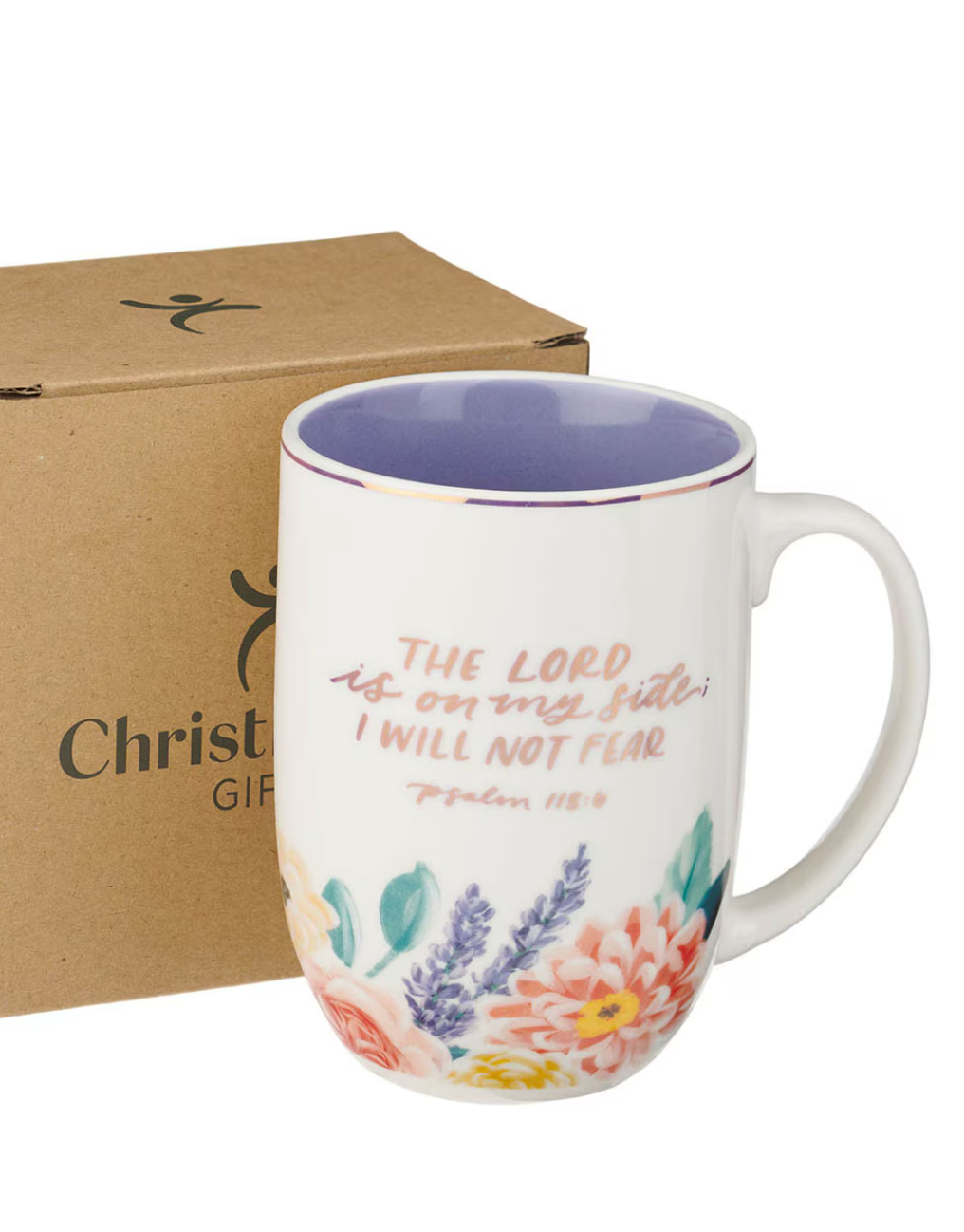 The Lord is on My Side, I Will Not Fear Mug in Cream/Purple