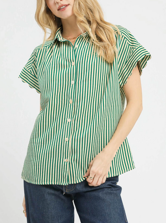 Summer Fields Striped Top in Green