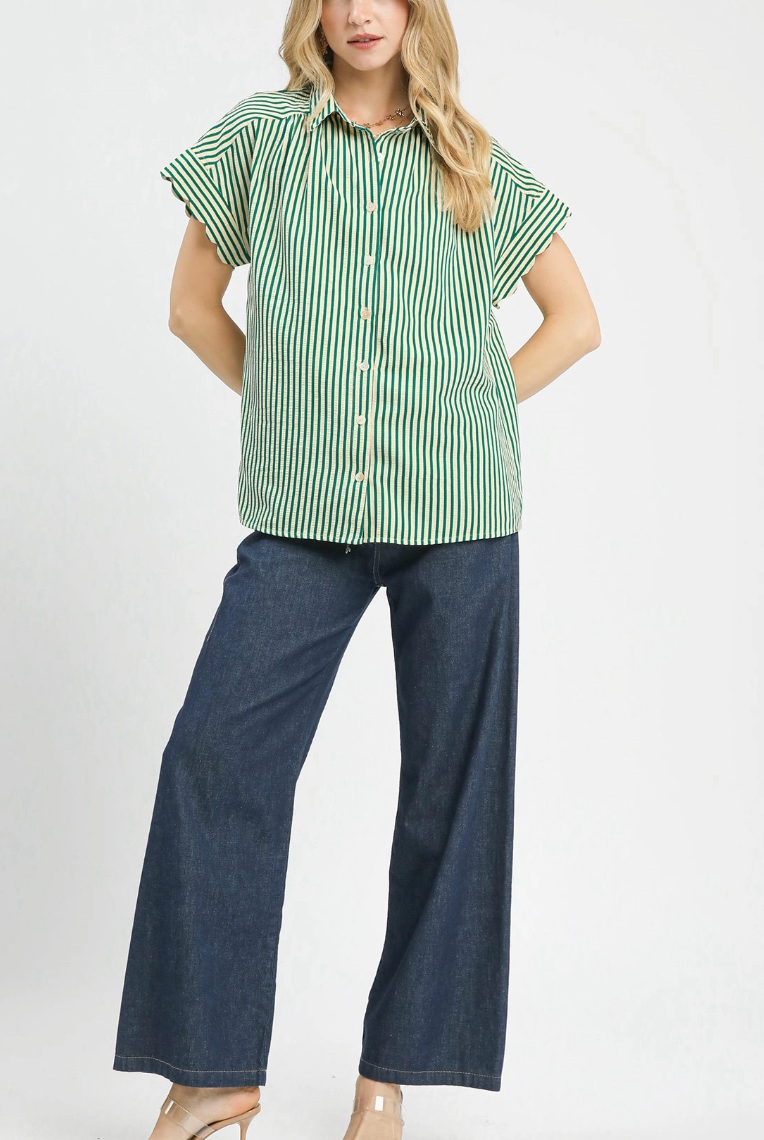 Summer Fields Striped Top in Green