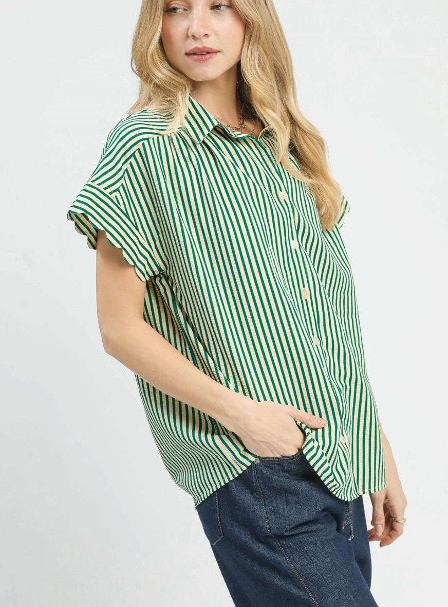 Summer Fields Striped Top in Green