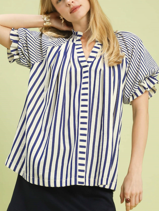 Harbor Line Striped Top in Blue