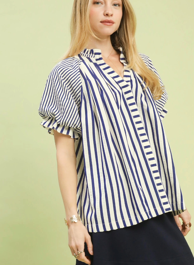 Harbor Line Striped Top in Blue