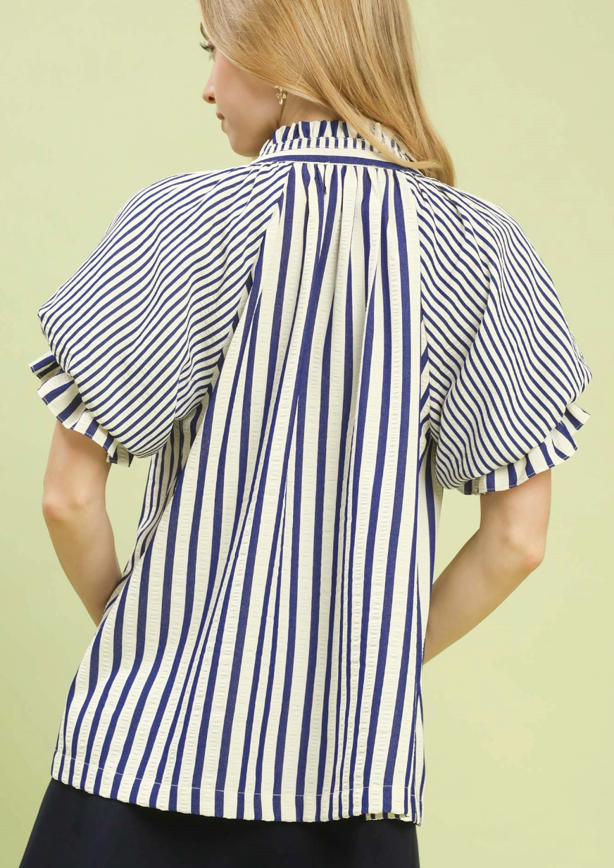 Harbor Line Striped Top in Blue