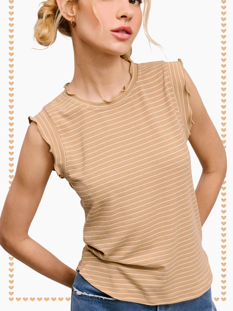 Effortless Ease Striped Tank Top in Tan