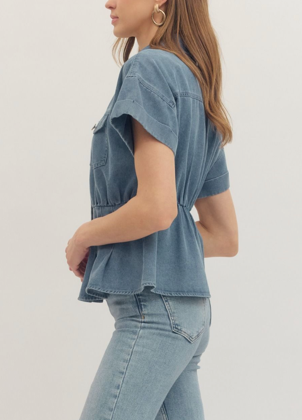 Casual Charm Denim Peplum Top