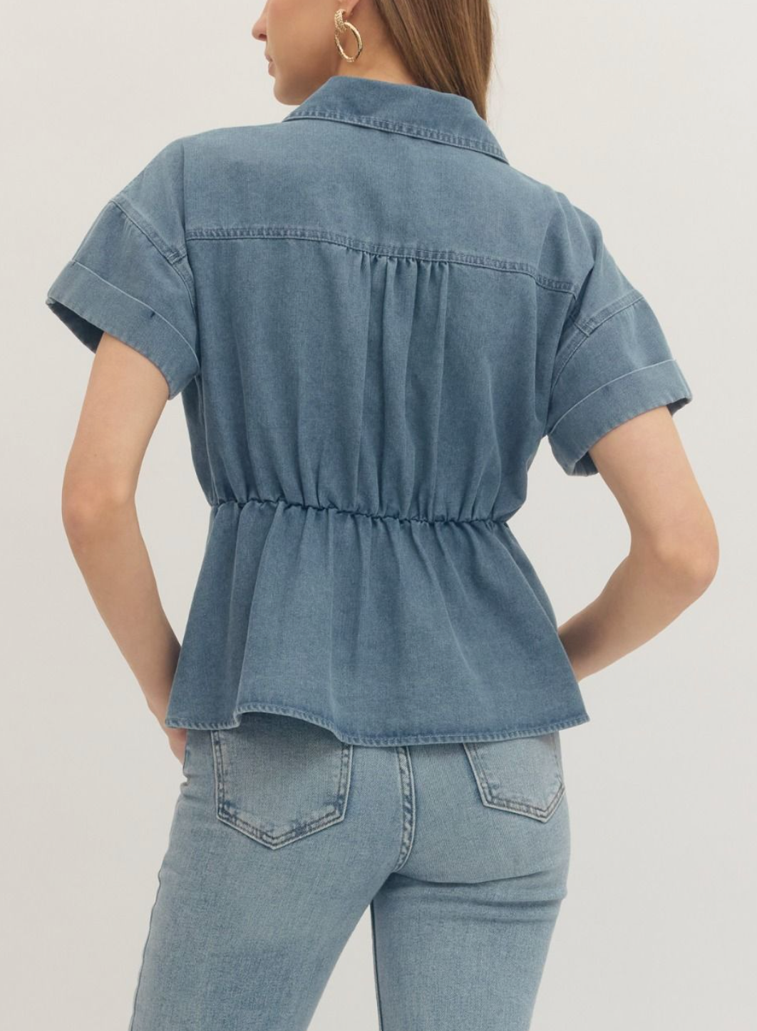 Casual Charm Denim Peplum Top