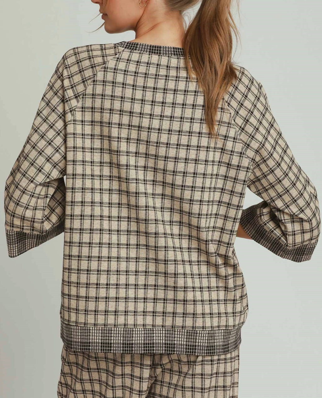 Cool Days Plaid Top in Oatmeal