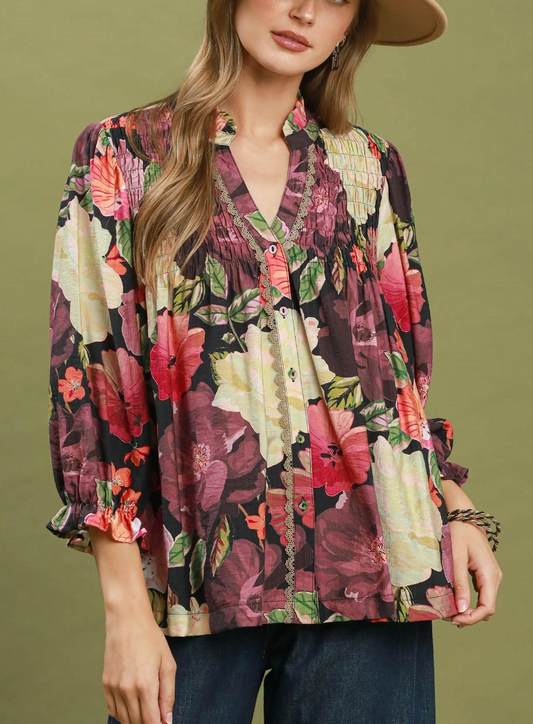 Falling For Floral Mixed Top