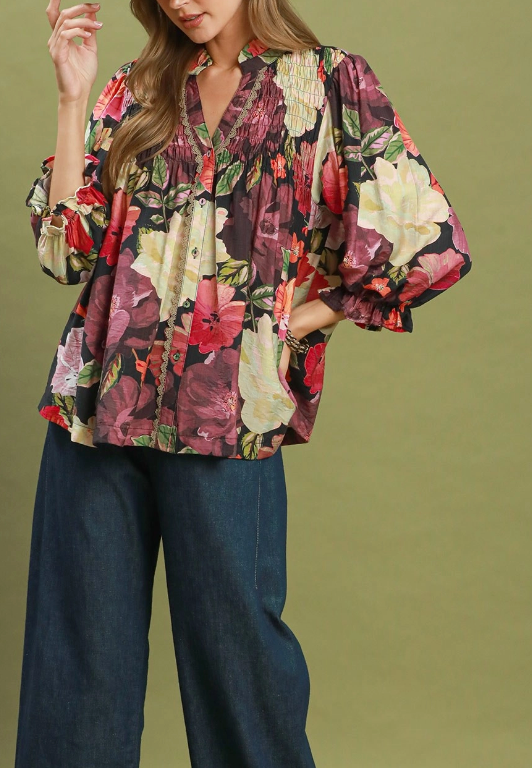 Falling For Floral Mixed Top