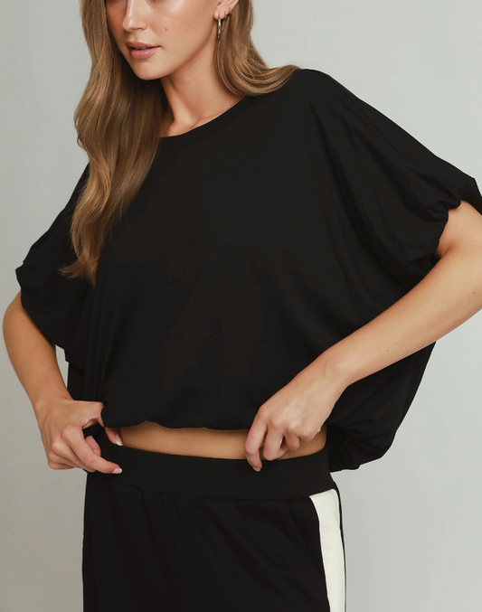 Forever Favorite Bubble Hem Top in Black
