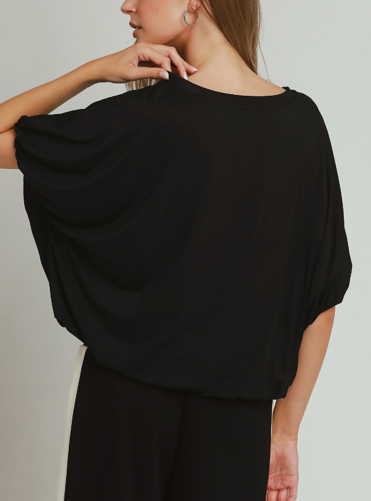 Forever Favorite Bubble Hem Top in Black