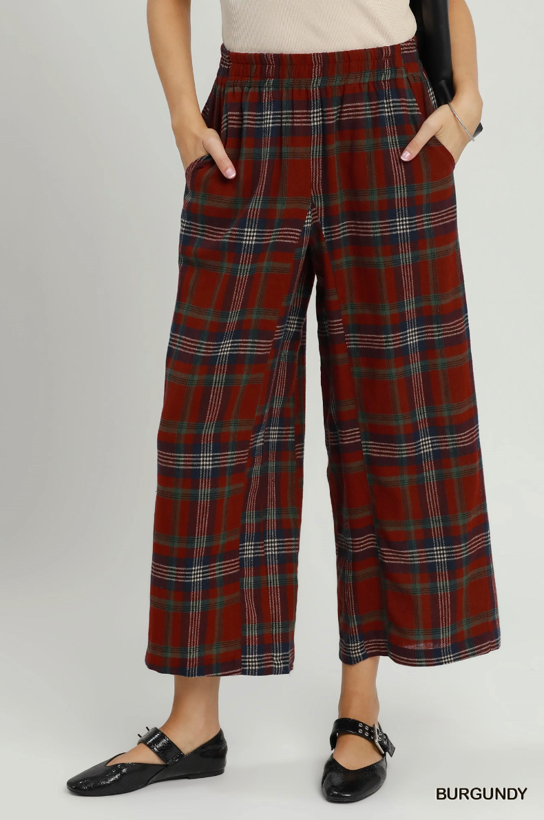 Plaid Perfection Pant in Burgundy