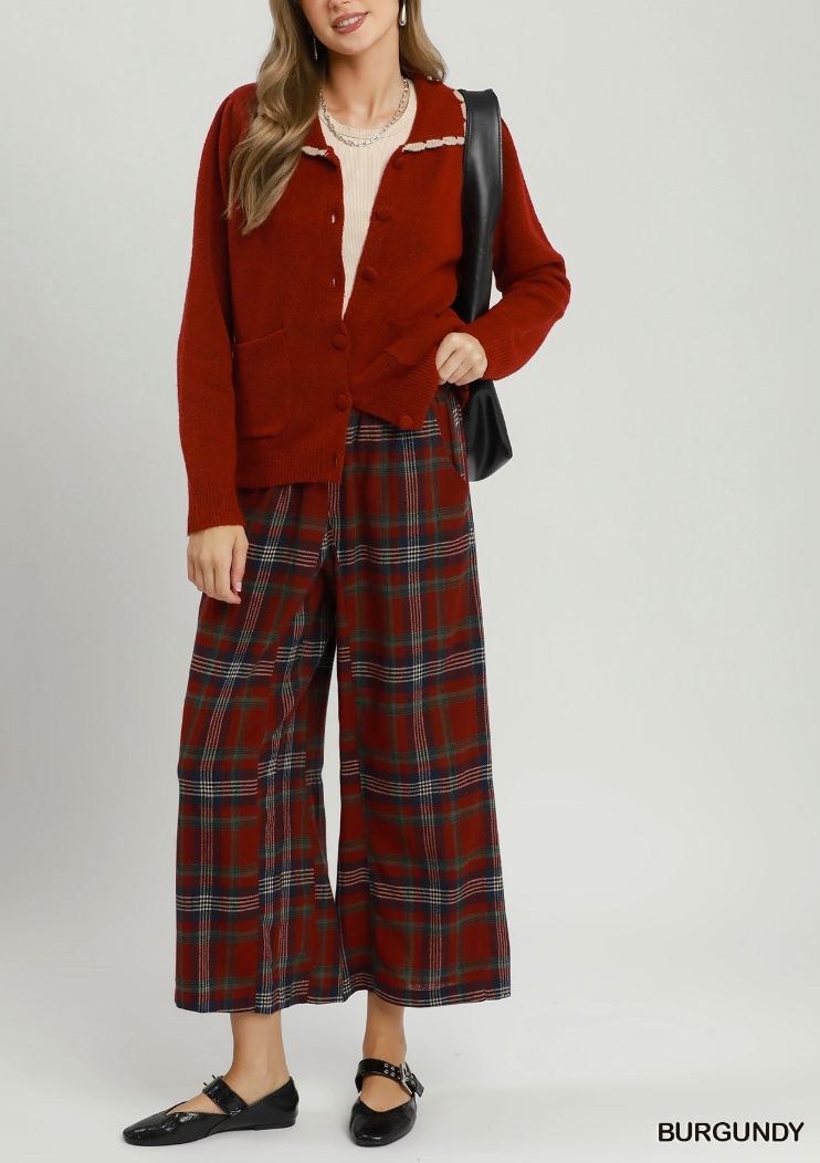 Plaid Perfection Pant in Burgundy