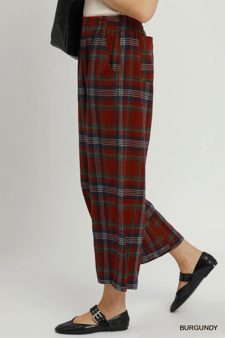 Plaid Perfection Pant in Burgundy
