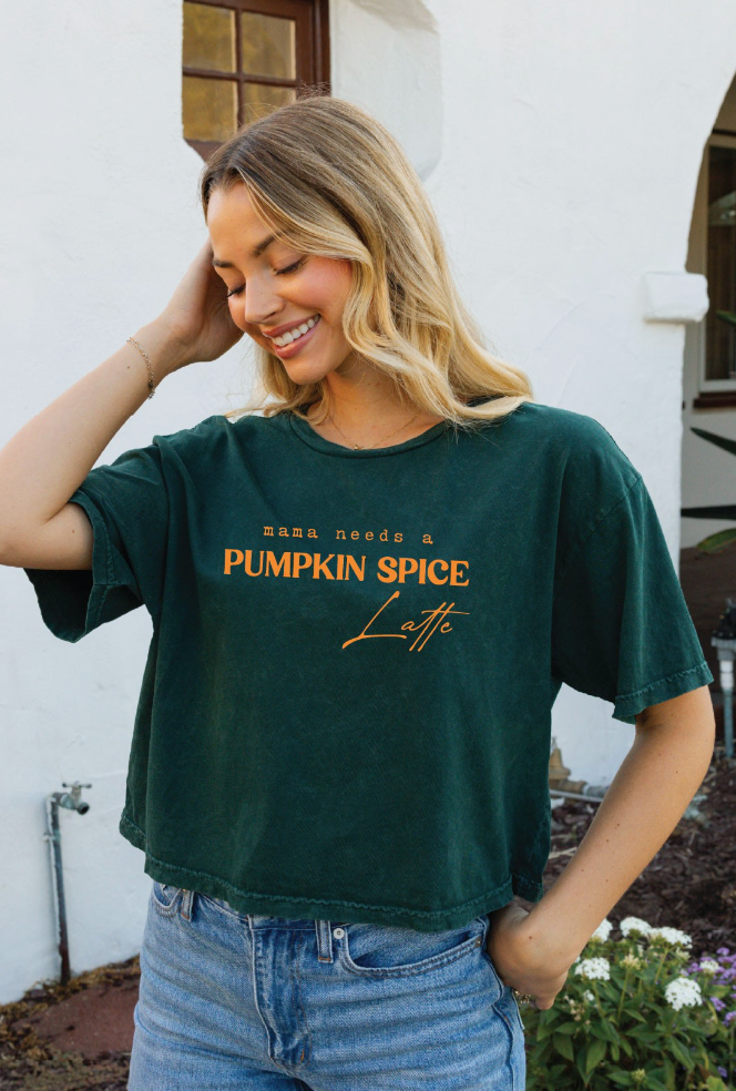 Mama Needs a Pumpkin Spice Latte Cropped Tee
