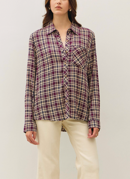 Plaid You're Mine Flannel Top in Plum