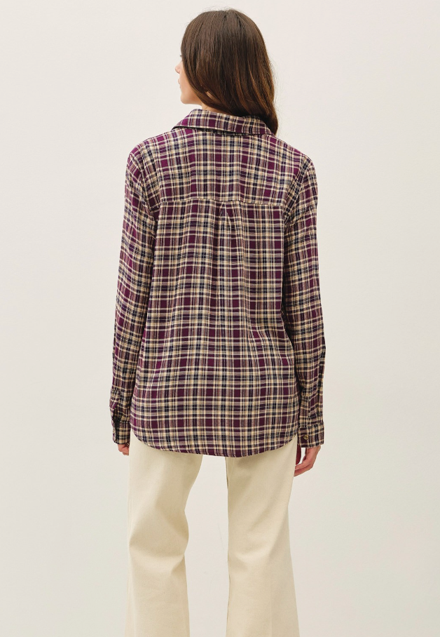 Plaid You're Mine Flannel Top in Plum