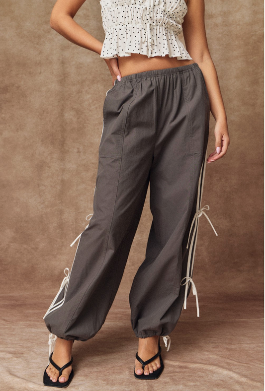 Callie Athletic Stripe Pants in Charcoal