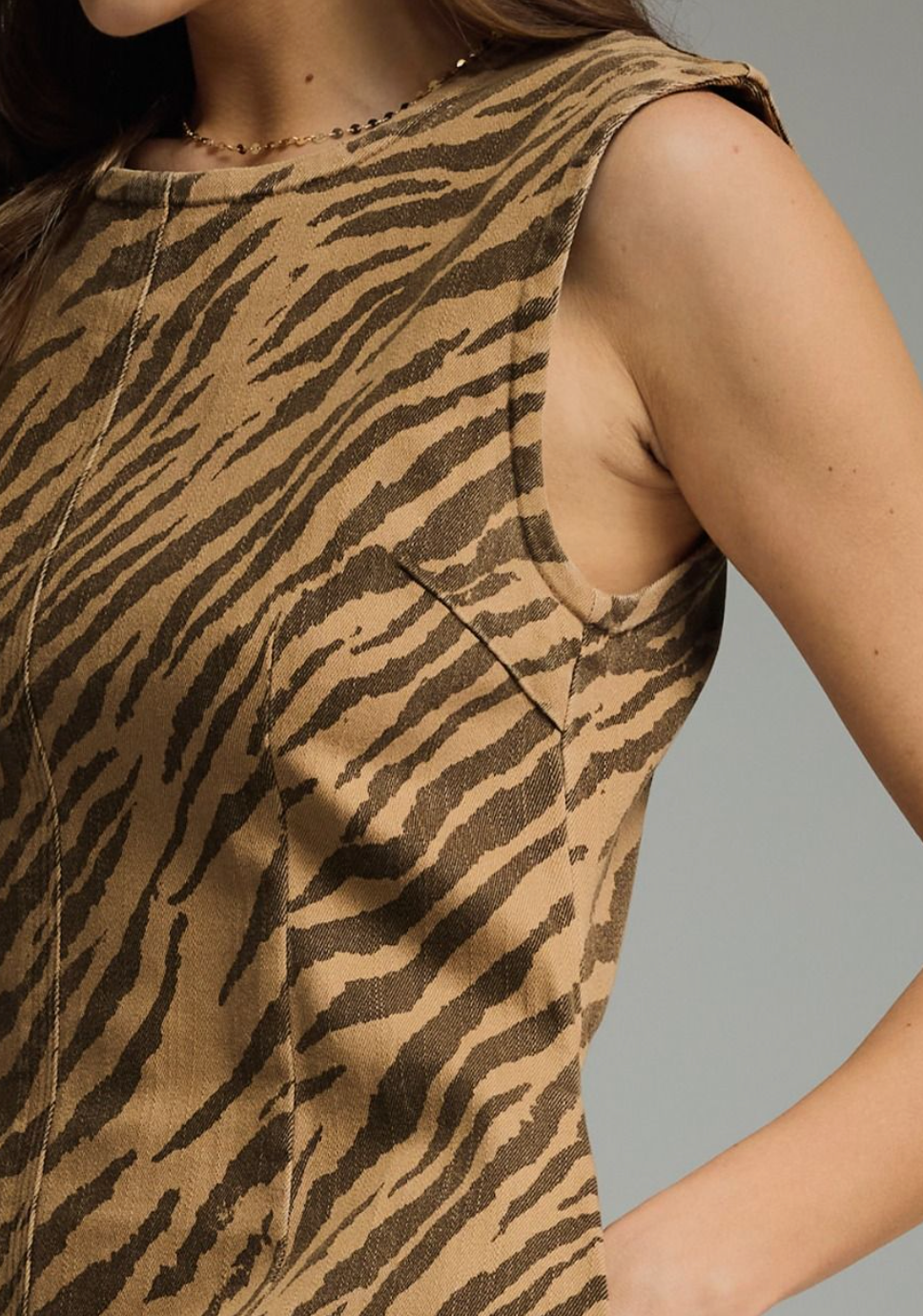 Zandie Zebra Print Dress in Camel