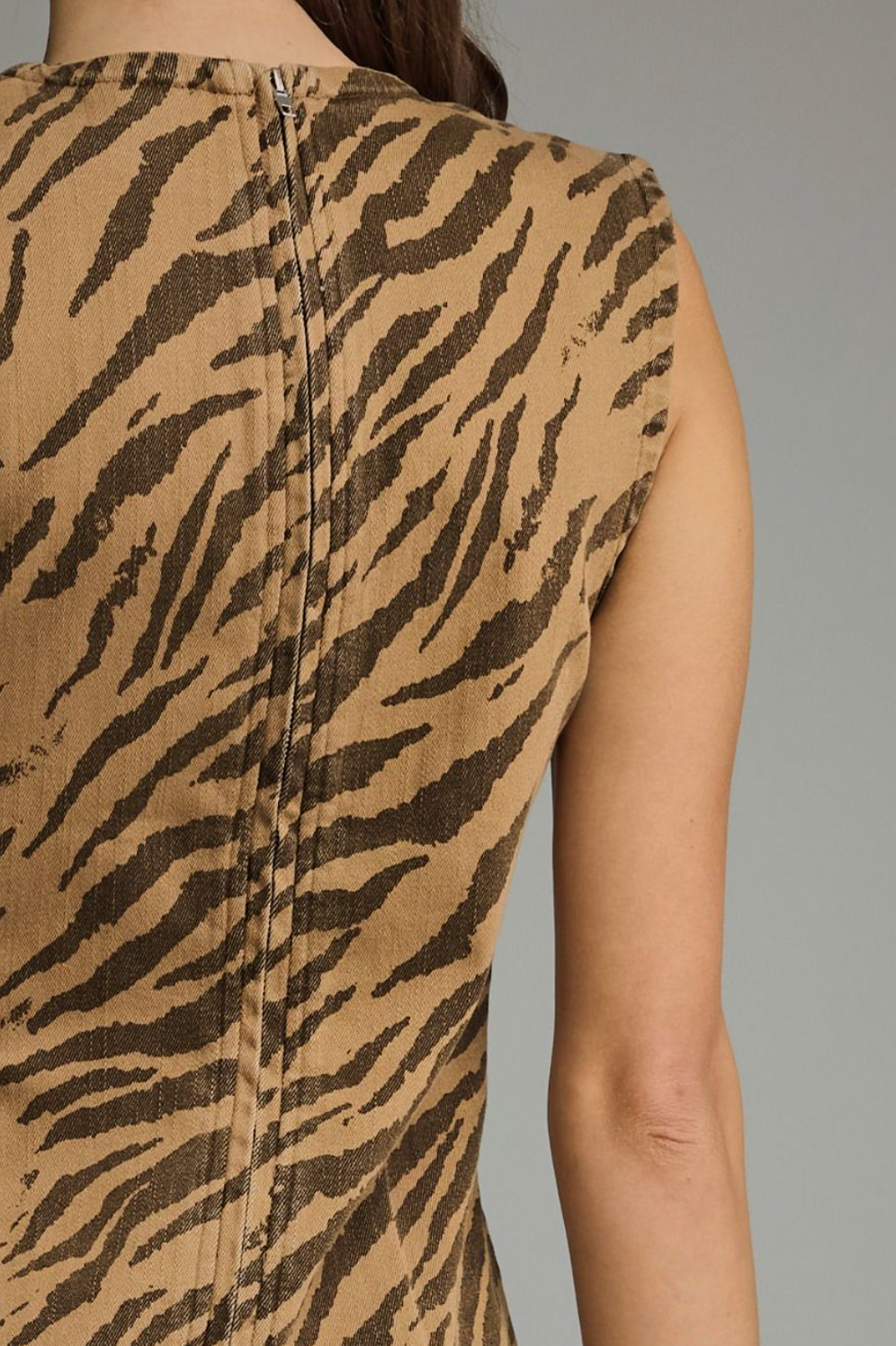 Zandie Zebra Print Dress in Camel