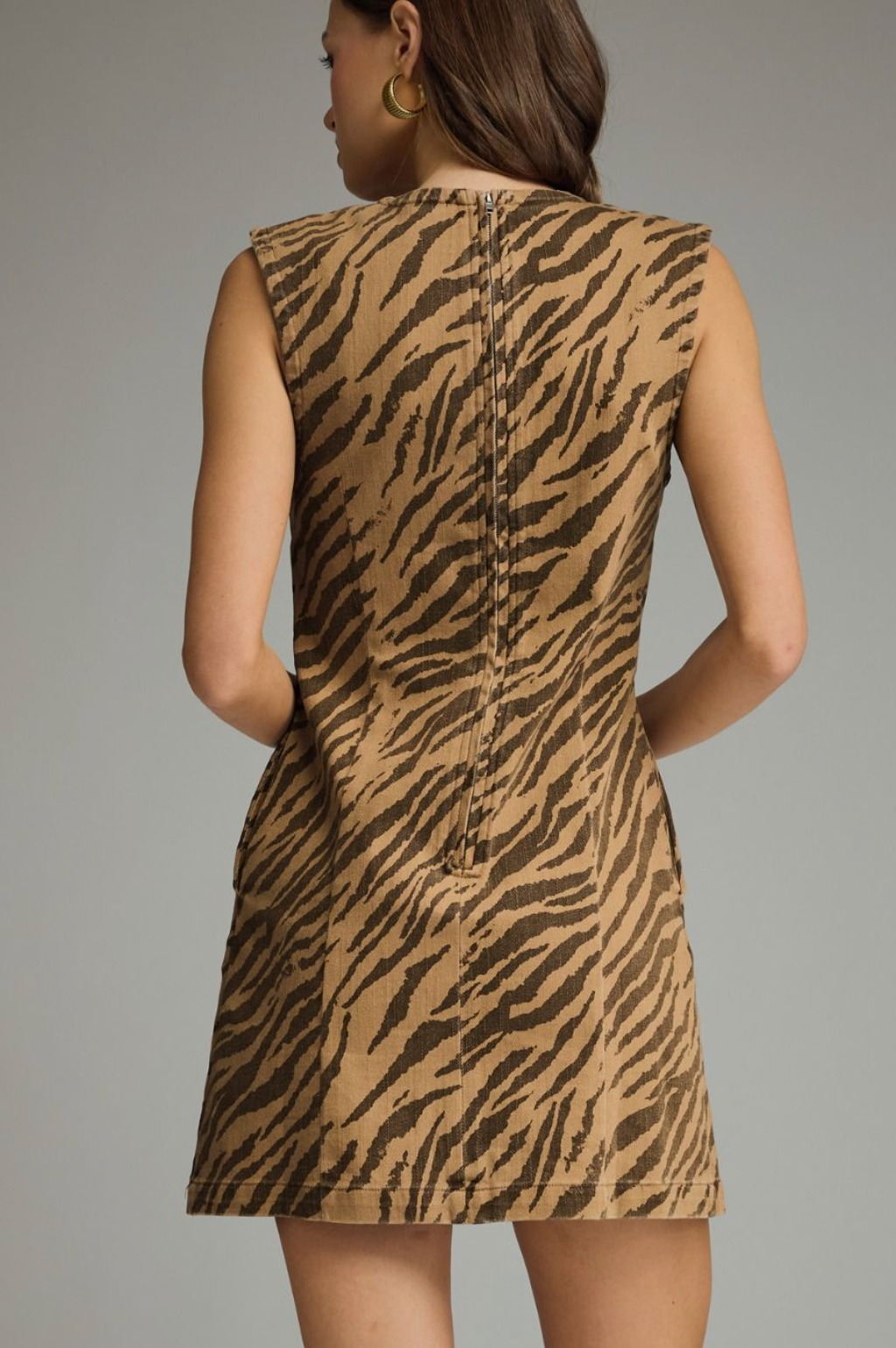 Zandie Zebra Print Dress in Camel