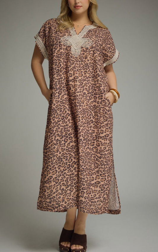 Wild Boho Midi Dress in Leopard