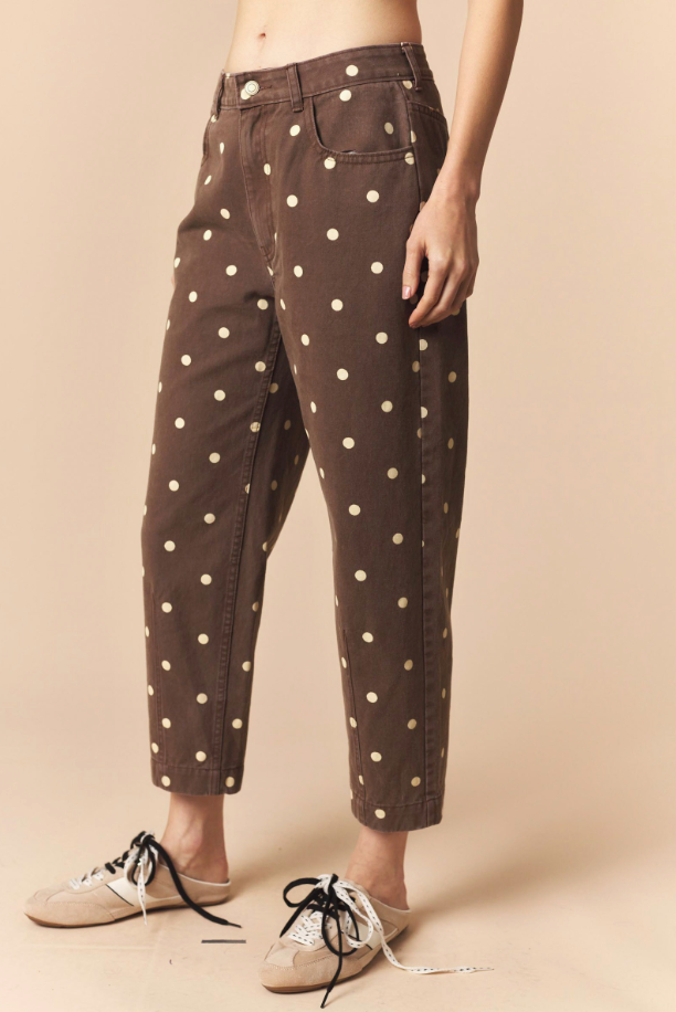 Polly Polka Dot Pants in Brown