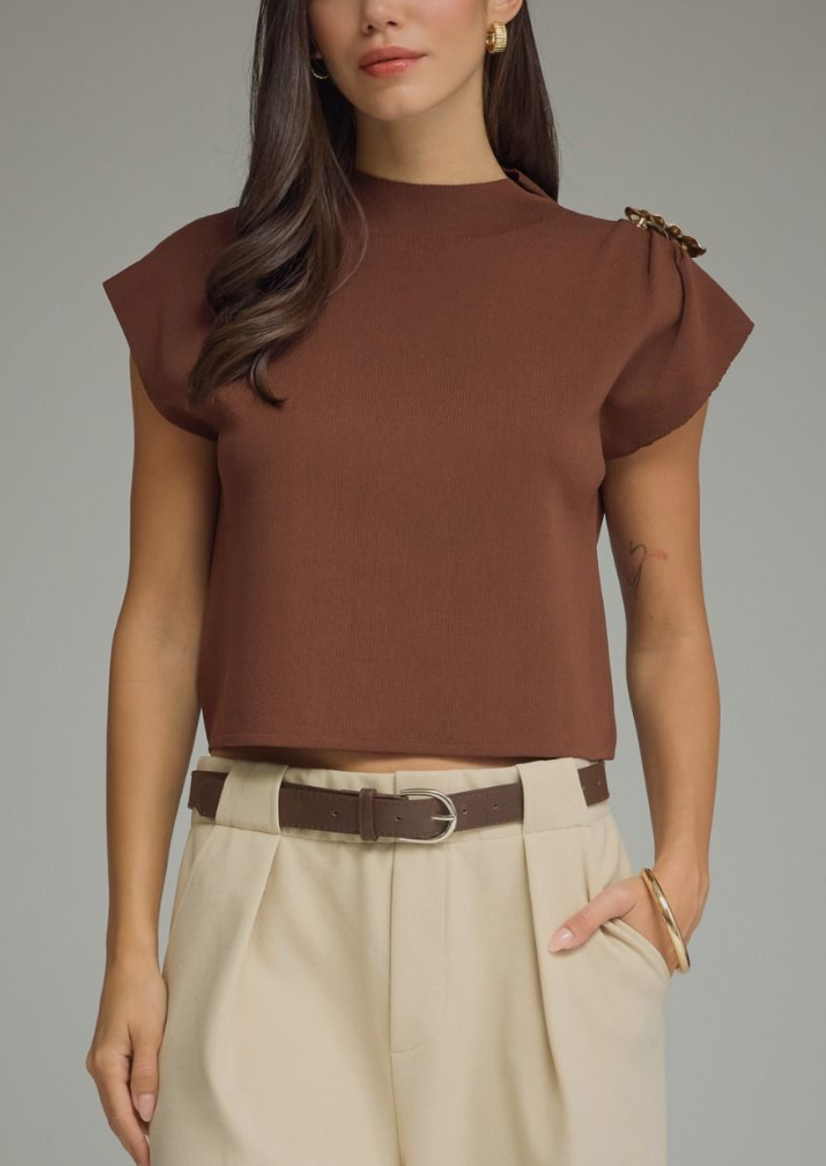 Posh Mindset Top in Brown