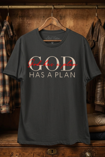 God Has A Plan Tee in Charcoal